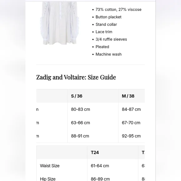 Zadig And Voltaire Timmy Tomboy Shirt In Lilac Size Small - Picture 16 of 16